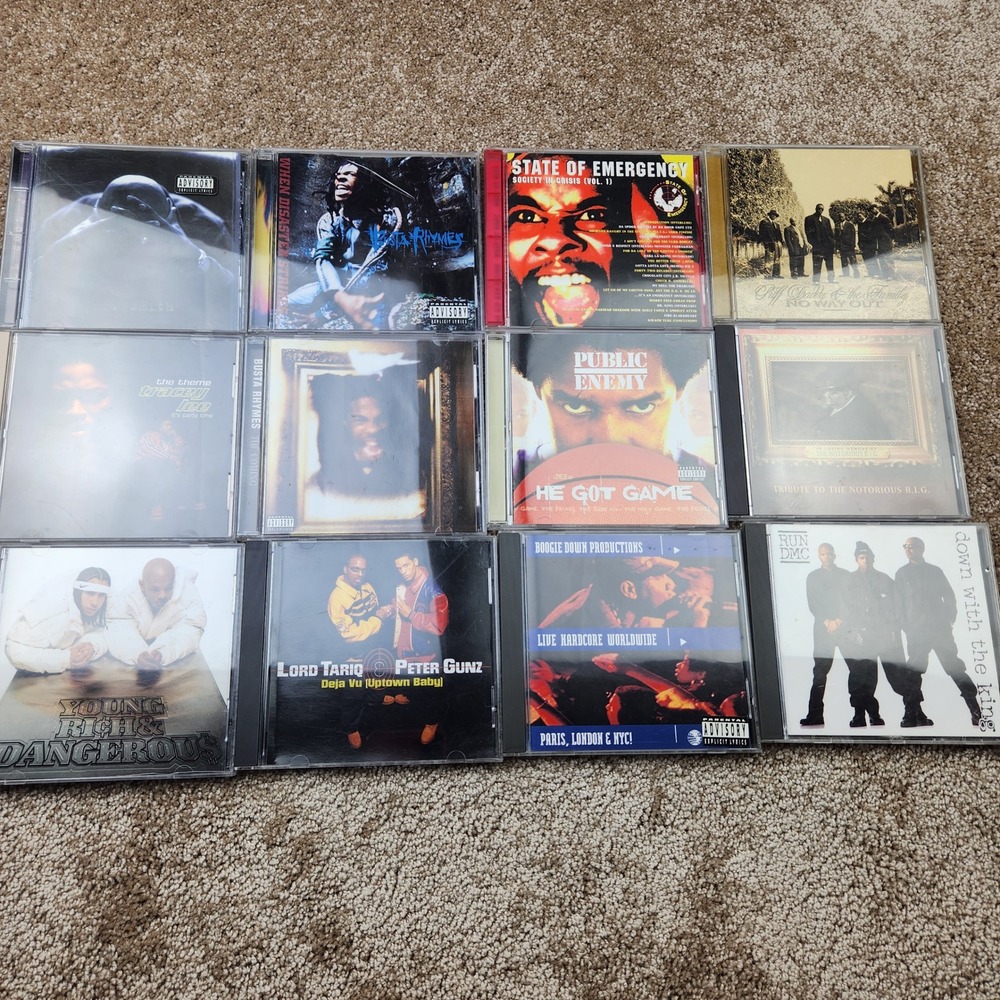 90s Hip Hop Rap CD Lot 12 Busta Rhymes Public Enemy Run DMC Puff Daddy BIG